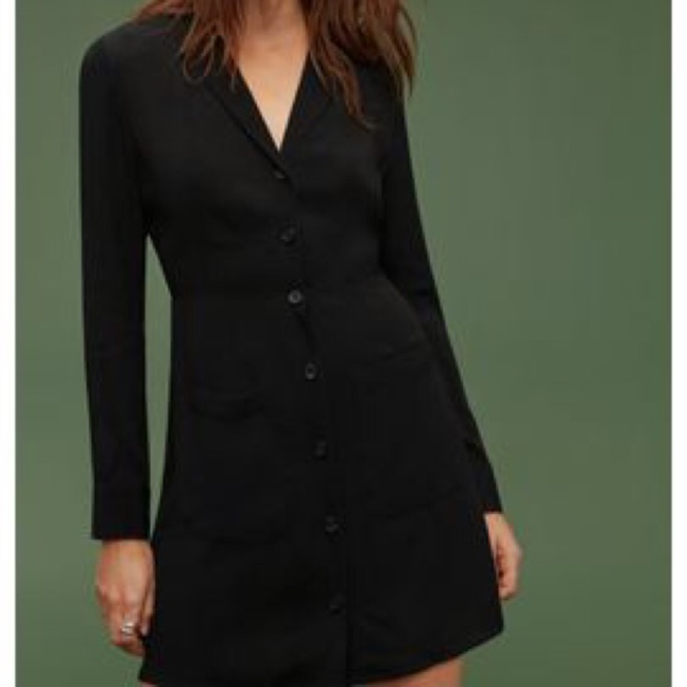 Aritzia Wilfred Myriem Black Button-up Shirt Dress